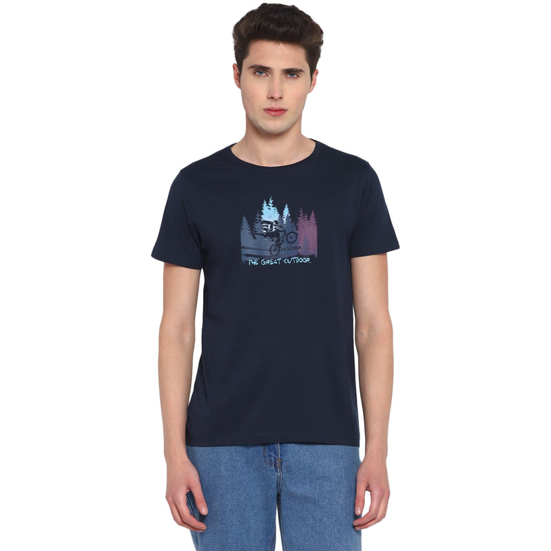 Red Chief Navy Printed T-Shirt for Men 8220253 156