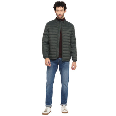 Red Chief Olive Solid Jacket for Men 8310165 124