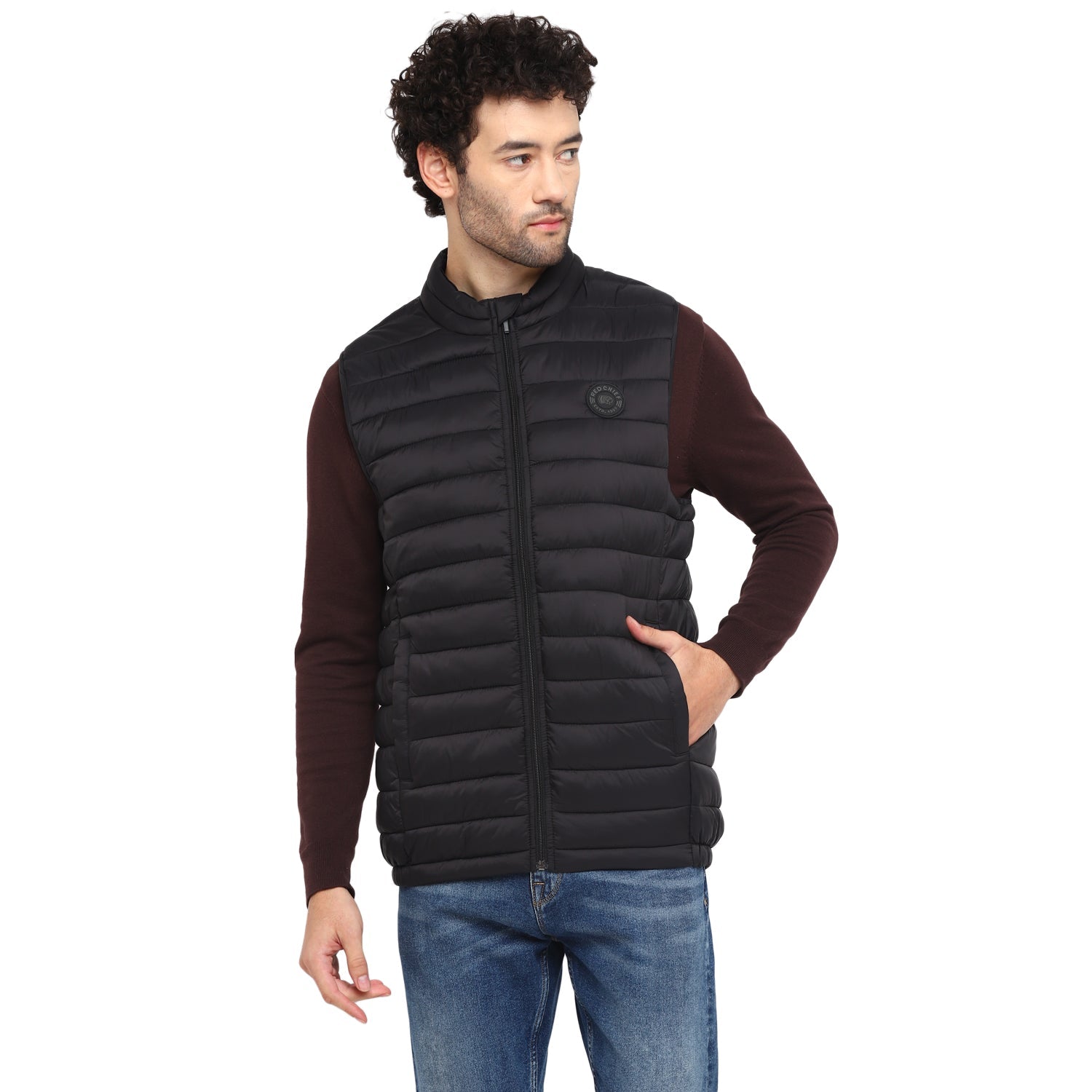 Formal Puffy Coats Men's Official Funnel Neck Panel Puffer