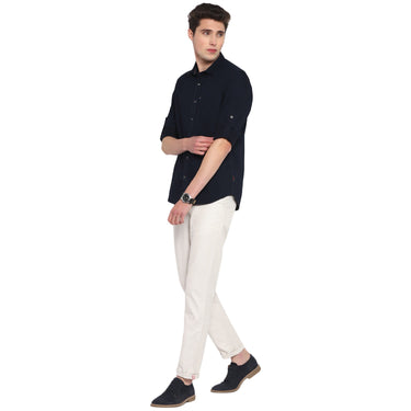 Red Chief Navy Solid Casual Shirt for Men O-8110066 156