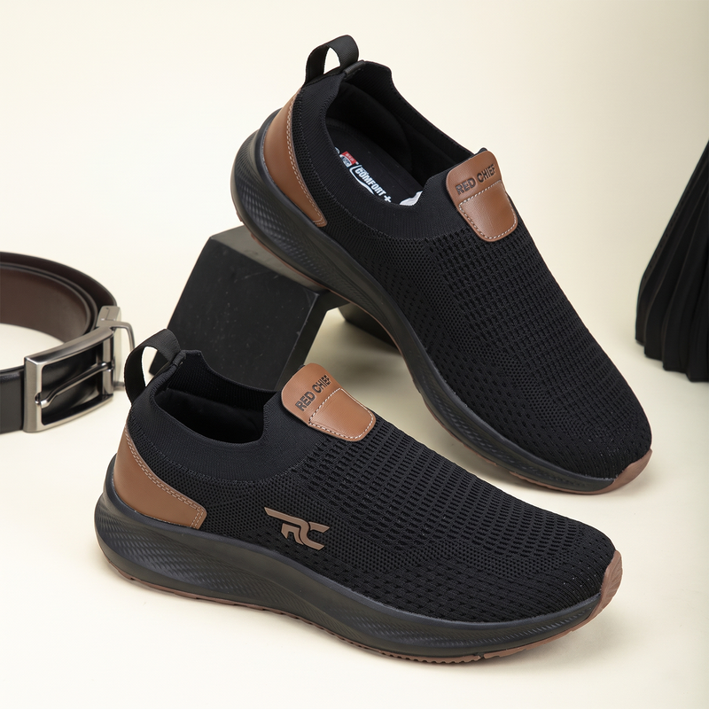 Red Chief Sports Black Color Low Ankle with Slip-On Walking Shoes for Men |W7038 001