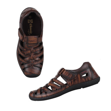 RED CHIEF Brown Leather Sandal for Men RC3993 003