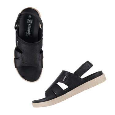 RED CHIEF Black Leather Sandal for Men RC3987 001