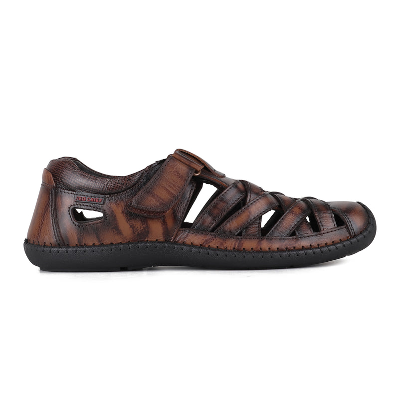 RED CHIEF Brown Leather Sandal for Men RC3993 003