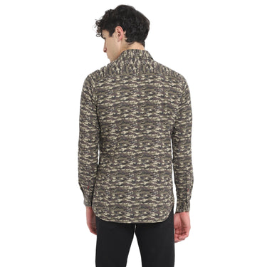 Red Chief Olive Casual Shirt for Men 8110642 124