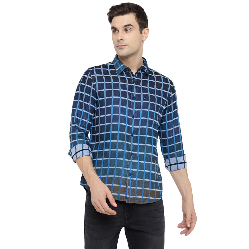 Red Chief Beige/Blue Casual Shirt for Men 8110654 G0033