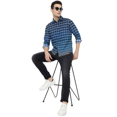 Red Chief Beige/Blue Casual Shirt for Men 8110654 G0033