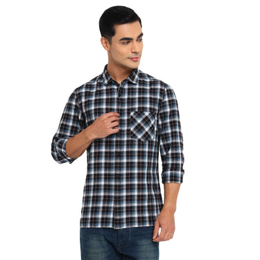 Red Chief Blue/White/Black Casual Shirt for Men 8110655 G00117
