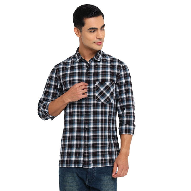 Red Chief Blue/White/Black Casual Shirt for Men 8110655 G00117