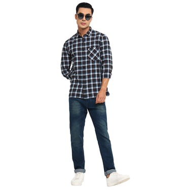 Red Chief Blue/White/Black Casual Shirt for Men 8110655 G00117