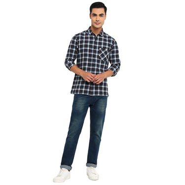 Red Chief Blue/White/Black Casual Shirt for Men 8110655 G00117