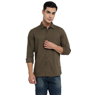 Red Chief Olive Casual Shirt for Men 8110658 124