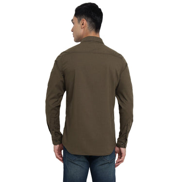 Red Chief Olive Casual Shirt for Men 8110658 124