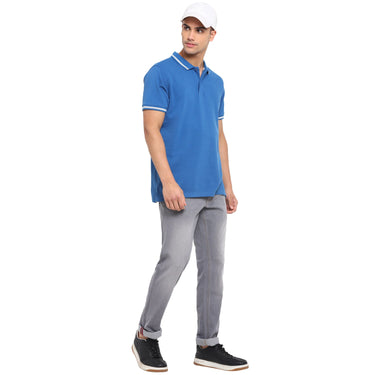 Red Chief Blue Solid T-Shirt for Men 8220252 002