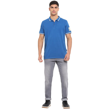 Red Chief Blue Solid T-Shirt for Men 8220252 002