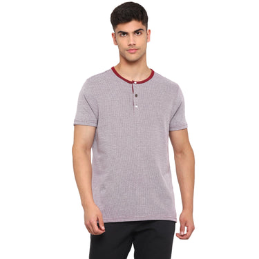 Red Chief Gray/Mehroon Texture T-Shirt for Men 8220254 126