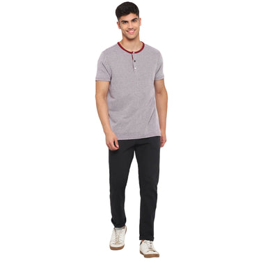 Red Chief Gray/Mehroon Texture T-Shirt for Men 8220254 126