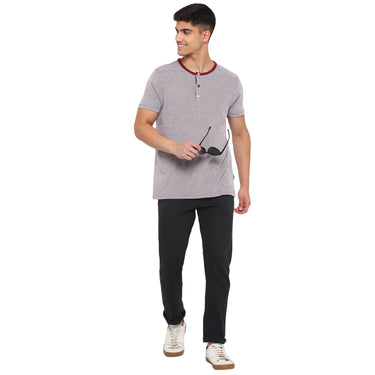 Red Chief Gray/Mehroon Texture T-Shirt for Men 8220254 126