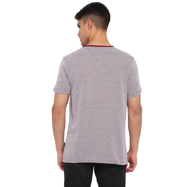 Red Chief Gray/Mehroon Texture T-Shirt for Men 8220254 126