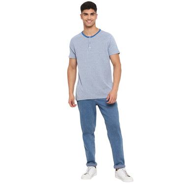 Red Chief Blue/White/Gray Texture T-Shirt for Men 8220254 G00123