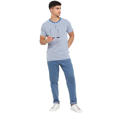 Red Chief Blue/White/Gray Texture T-Shirt for Men 8220254 G00123