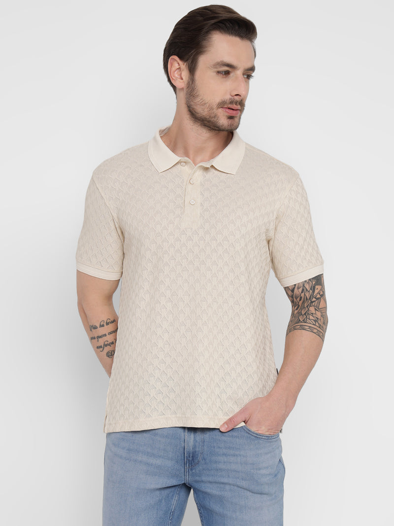 RED CHIEF White Cotton Poly T-Shirt for Men 8220284 057