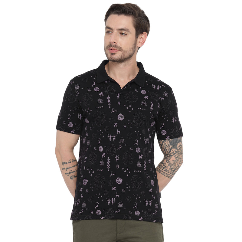 RED CHIEF Black Cotton Poly T-Shirt for Men 8220299 001
