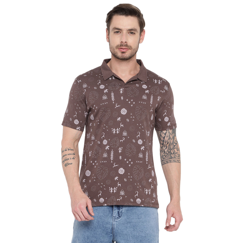 RED CHIEF Light Brown Cotton Poly T-Shirt for Men 8220299 029