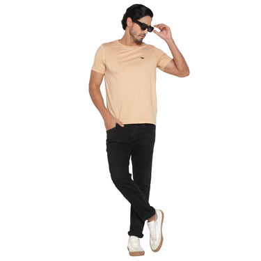 RED CHIEF Beige Cotton Poly T-Shirt for Men 8220304 026