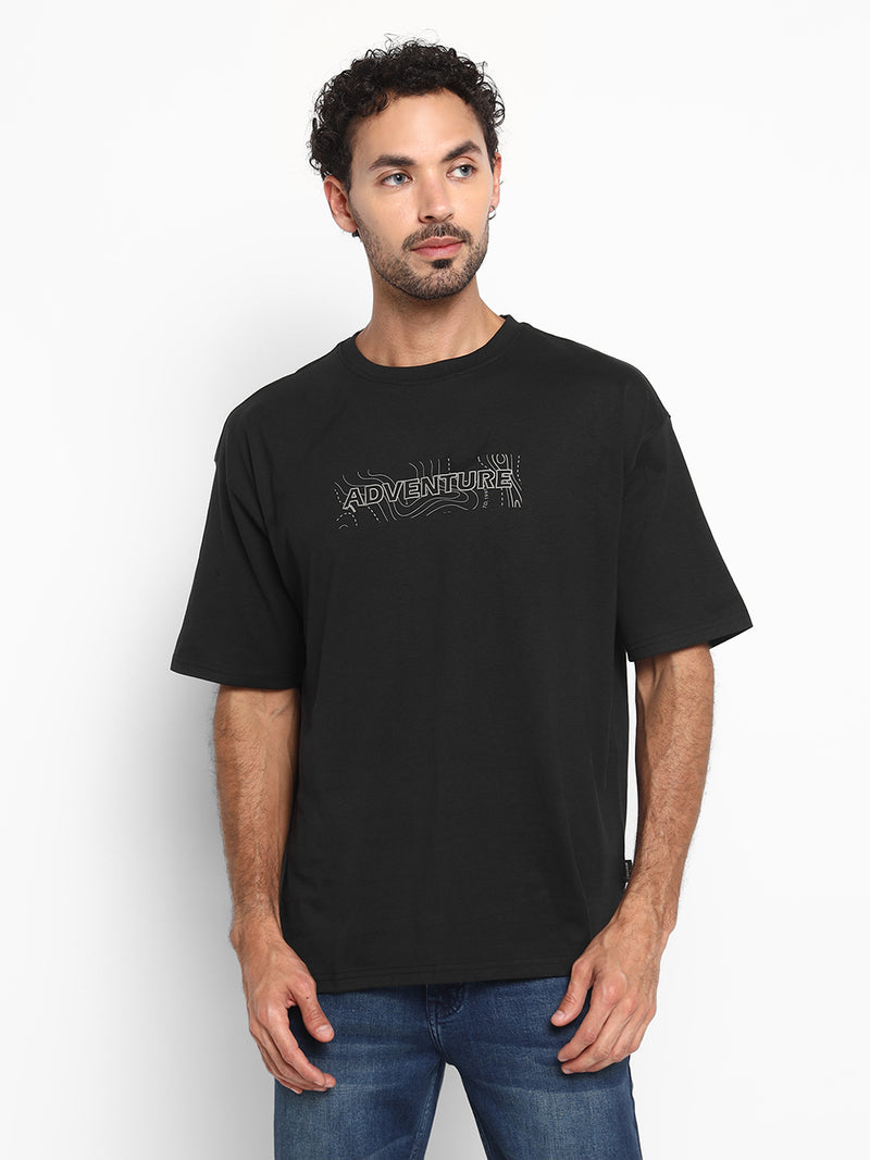 RED CHIEF Black Cotton Poly T-Shirt for Men 8220312 001