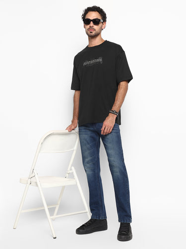 RED CHIEF Black Cotton Poly T-Shirt for Men 8220312 001