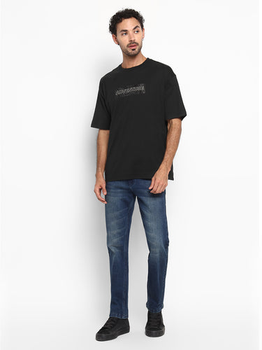 RED CHIEF Black Cotton Poly T-Shirt for Men 8220312 001