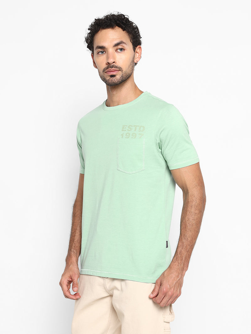 RED CHIEF Green Cotton Poly T-Shirt for Men 8220313 025