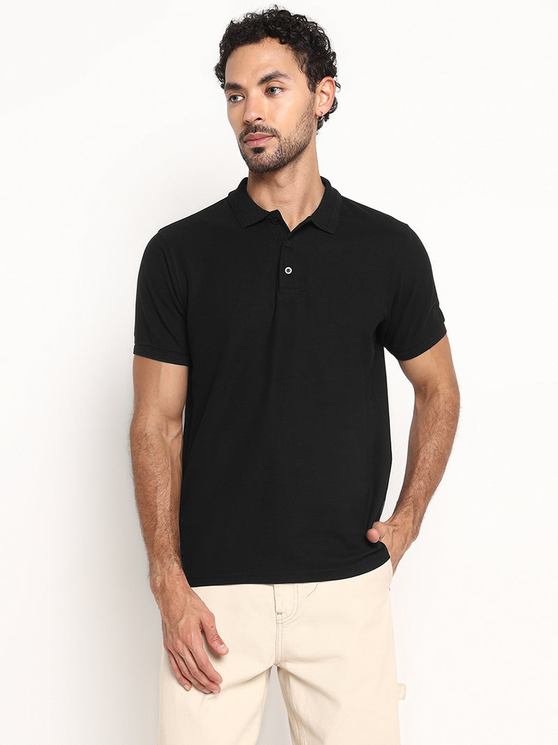 RED CHIEF Black Cotton Poly T-Shirt for Men 8220317 001