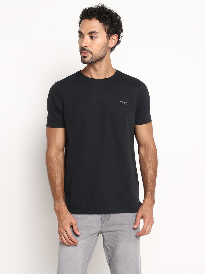 RED CHIEF Black Cotton Poly T-Shirt for Men 8220318 001
