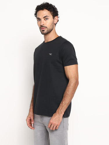 RED CHIEF Black Cotton Poly T-Shirt for Men 8220318 001