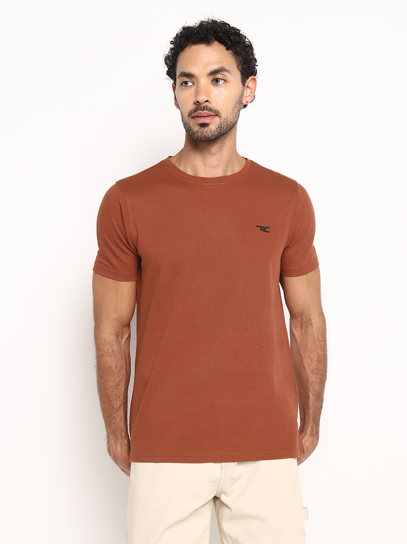 RED CHIEF Rust Cotton Poly T-Shirt for Men 8220318 022