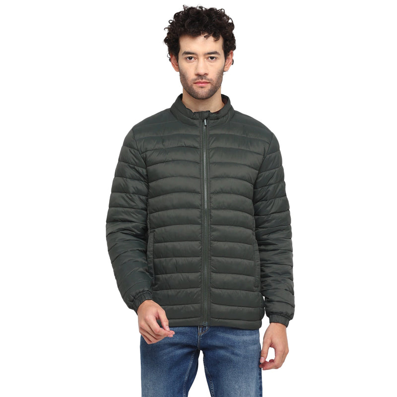 Red Chief Olive Solid Jacket for Men 8310165 124