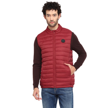 Red Chief Maroon Solid Jacket for Men 8310189 376
