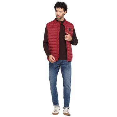 Red Chief Maroon Solid Jacket for Men 8310189 376