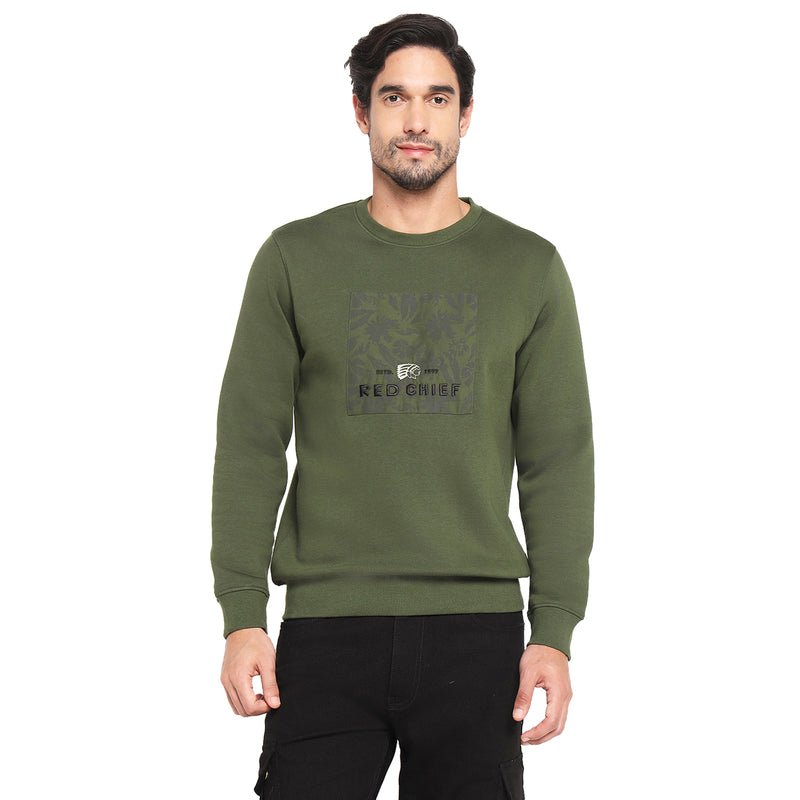 RED CHIEF Olive Cotton Poly Sweat Shirt for Men 8310239 124