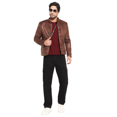 RED CHIEF Dark Brown Polyester Jacket for Men 8310249 G00159