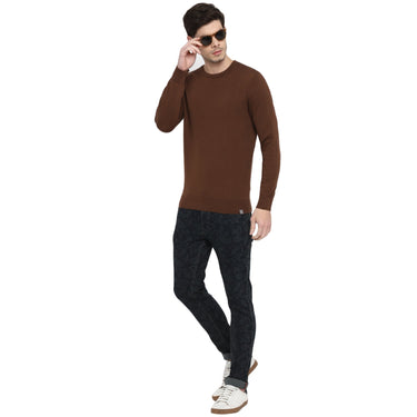 Red Chief Brown Solid Sweater for Men 8410203 003