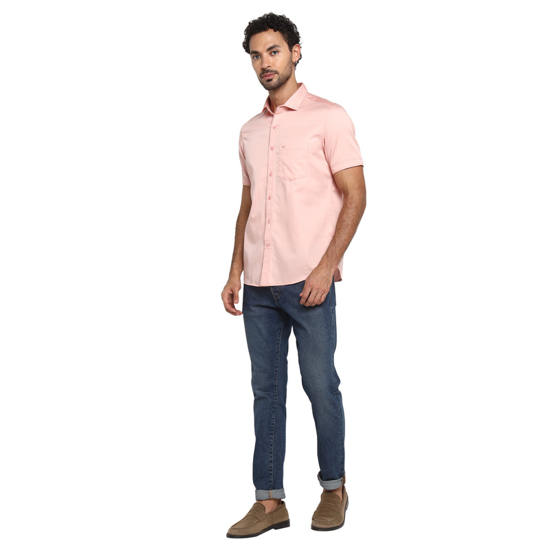 RED CHIEF Peach Cotton Casual Shirt for Men 8120181 G00127