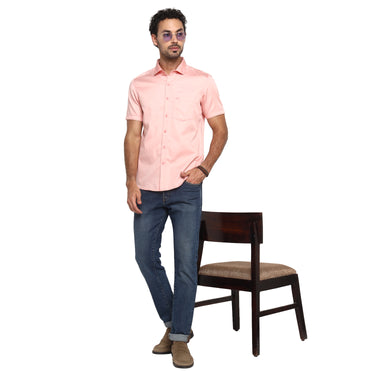 RED CHIEF Peach Cotton Casual Shirt for Men 8120181 G00127