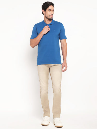 RED CHIEF Blue Cotton Poly T-Shirt for Men 8220309 002