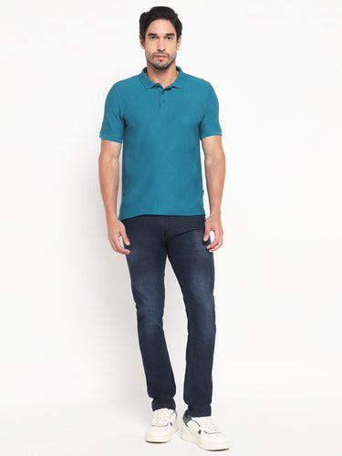 RED CHIEF Blue Cotton Poly T-Shirt for Men 8220310 002