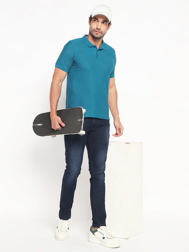 RED CHIEF Blue Cotton Poly T-Shirt for Men 8220310 002