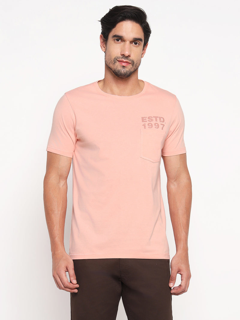 RED CHIEF Orange Cotton Poly T-Shirt for Men 8220313 043