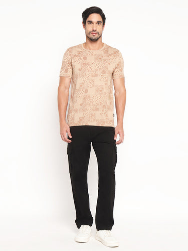 RED CHIEF Beige Cotton Poly T-Shirt for Men 8220315 026